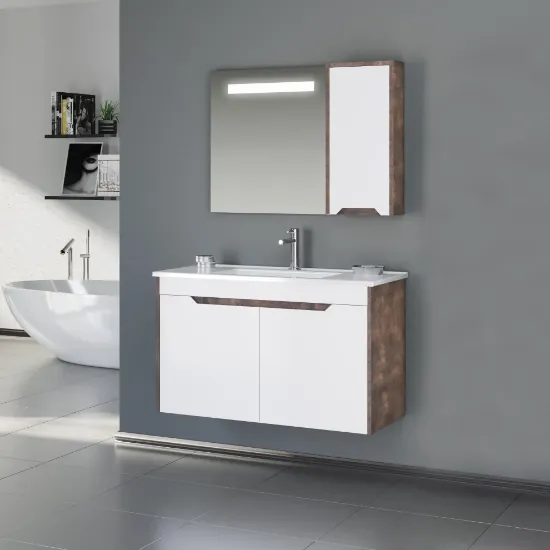 Image de Orka Lago 100 cm Beyaz Banyo Dolabı Alt Modül ve Lavabo