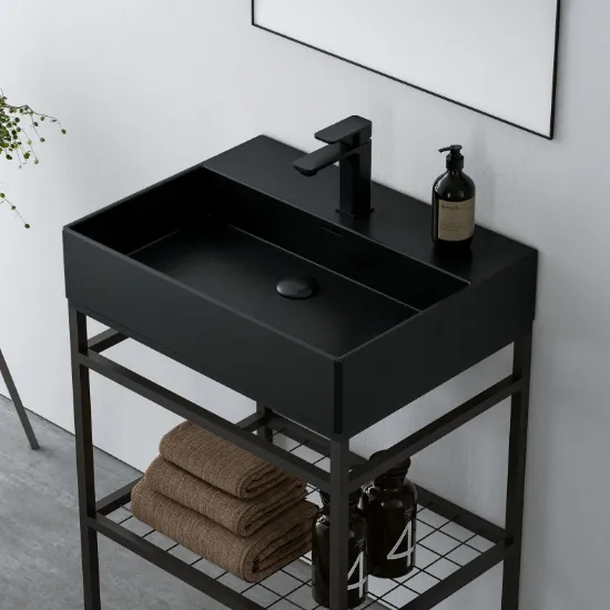 Image de Orka Capetown 60 cm Banyo Dolabı Takımı, Siyah Lavabo