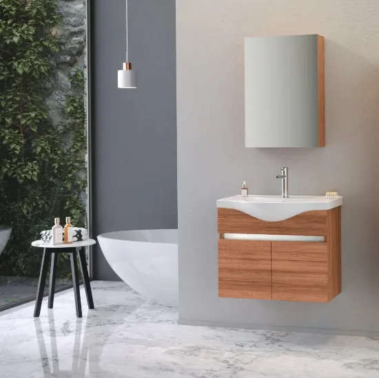 Image de Orka Dinar 65 cm Banyo Dolabı Takımı, Teak