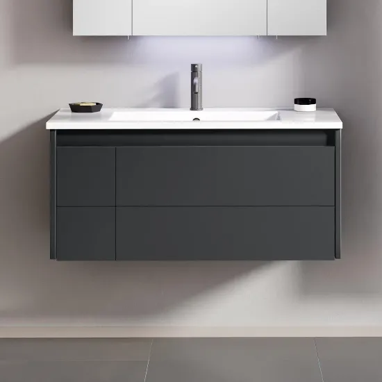 Image de Orka Likya 100 cm Mat Antrasit Banyo Dolabı Takımı