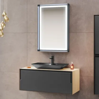 Image de Orka Craft 100 cm Banyo Dolabı Takımı, Meşe-Mat Antrasit