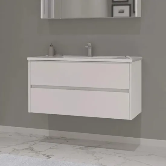 Image de Orka Side 85 cm Çekmeceli Beyaz Banyo Dolabı Takımı