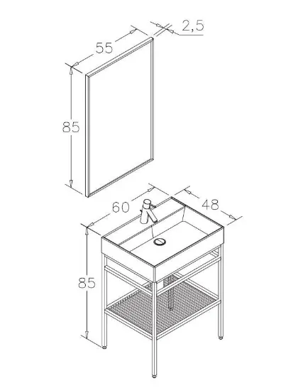 Image de Orka Capetown 60 cm Banyo Dolabı Takımı, Beyaz Lavabo