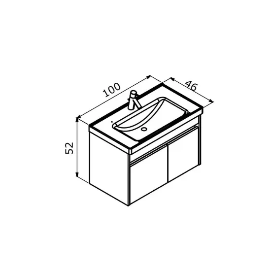 Image de Orka Side 100 cm Kapaklı Beyaz Banyo Dolabı Alt Modül Lavabo