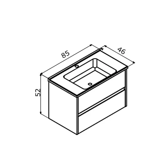 Image de Orka Side 85 cm Çekmeceli Beyaz Banyo Dolabı Alt Modül Lavabo