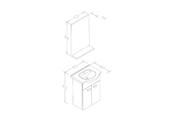 Image de Orka Soma 45 Cm Mini Beyaz Banyo Dolabı Takımı