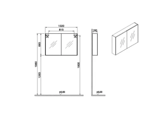 Image de Basis Meuble à miroir 100 (Gris chrome)