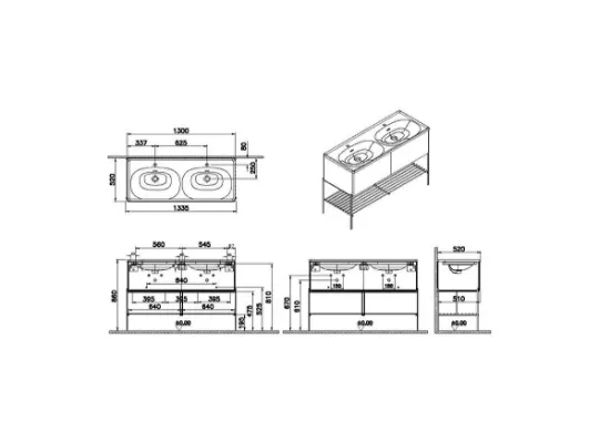 Image de Equal Meuble Lavabo 130 (Chêne Noir)