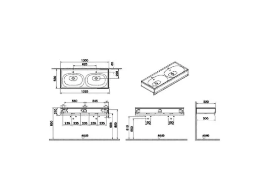 Image de Equal Meuble Lavabo 130 (Gris pierre)