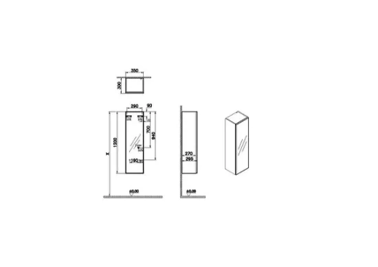 Image de Metropole Edge Armoire haute 35 (Chêne foncé)