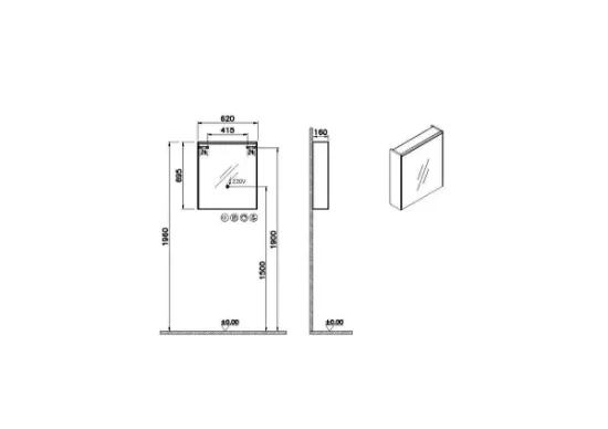 Image de Prime Meuble à miroir 60 (Gris chrome)