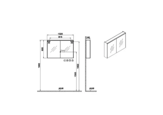 Image de Prime Meuble à miroir 100 (Gris chrome)