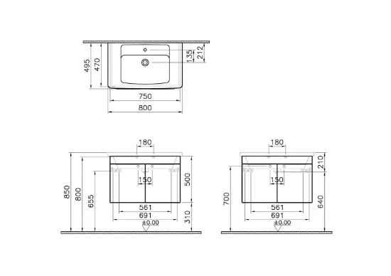 Image de Quadrum Meuble Lavabo 80 (Chêne doré)