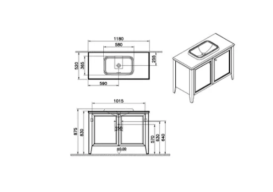 Image de Valarte Neo Meuble Lavabo 120 (Vert mélèze)