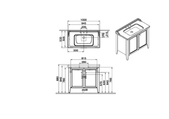 Image de Valarte Neo Meuble Lavabo 100 (Vert mélèze) 