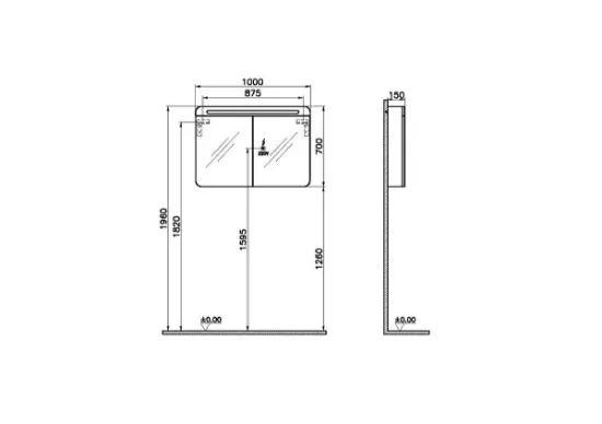 Image de Sento Meuble à miroir 100 (Gris clair mat)