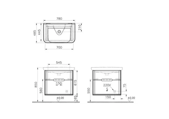 Image de Sento Meuble Lavabo 80 (Blanc mat)