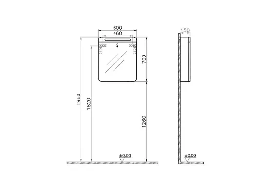 Image de Sento Meuble à miroir lumineux 60 (Chêne clair)