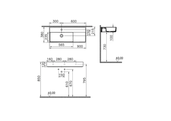 Image de ArchiPlan Lavabo 90 (pieds en métal)