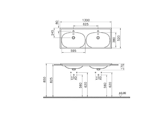 Image de Equal lavabo 130 (Gris mat)