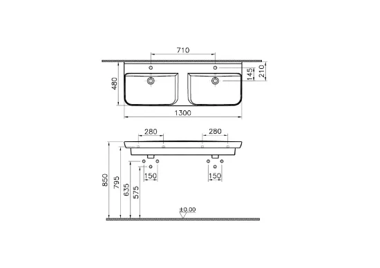 Image de Sento lavabo 130 (Blanc)