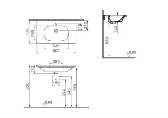 Image de Zentrum lavabo 80 (Blanc)