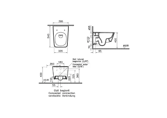 Image de Equal WC suspendu 54 (Gris mat)