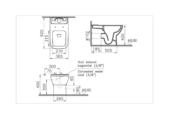 Image de Pack WC Integra Square 62 (Blanc)