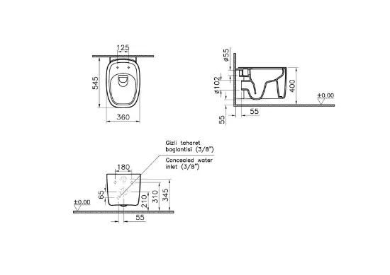 Image de Plural WC suspendu 55 (Noir)