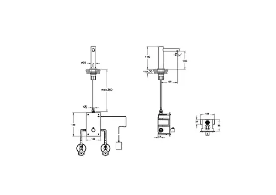 Image de Origin Mitigeurs lavabo avec capteur sen (Acier inoxydable)