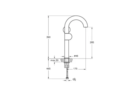 Image de Liquid Mitigeur lavabo haut pour vasques côté droit (Chromé)