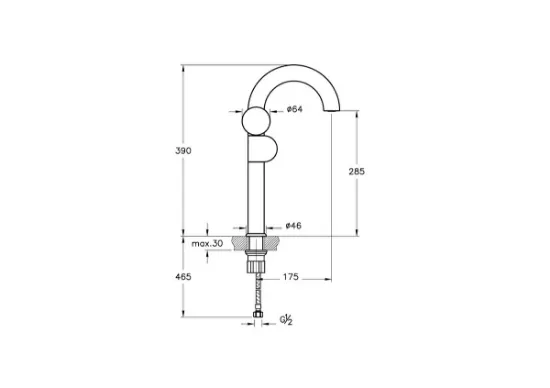 Image de Liquid Mitigeur lavabo haut pour vasques côté gauche (Chromé)