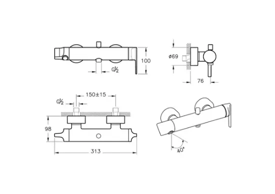 Image de SUIT Mitigeurs bain/douche standards (Cuivre)