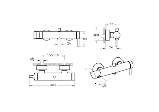 Image de Origin Mitigeur bain/douche standards (Noir mat)