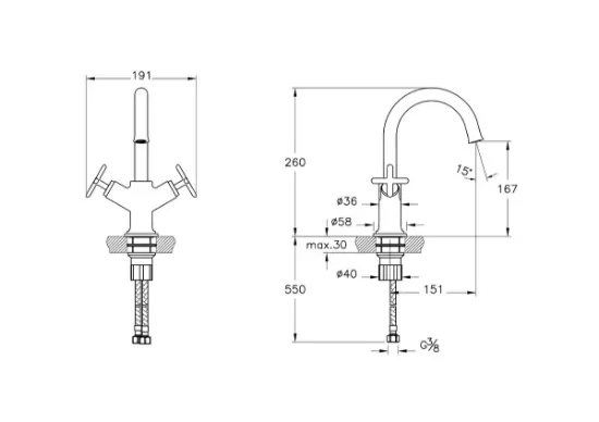 Image de Origin Classic Mitigeur lavabo (Chromé)