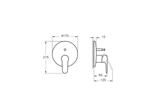 Image de Root Round Mitigeur bain/douche encastré-partie visible (Nickel brossé)