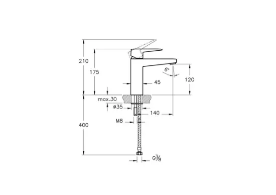 Image de Root Square Mitigeur lavabo sans contact chaud/froid batt. (Chromé)