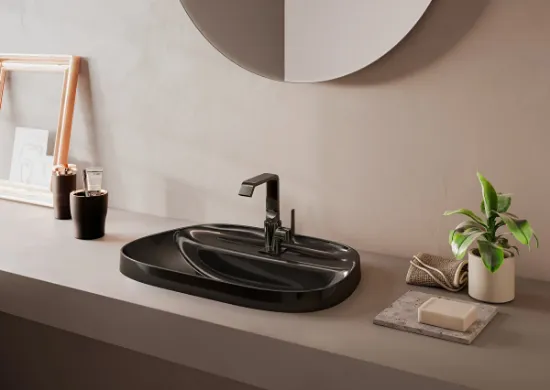 Image de Suit Mitigeur lavabo court, standard (Noir brillant)