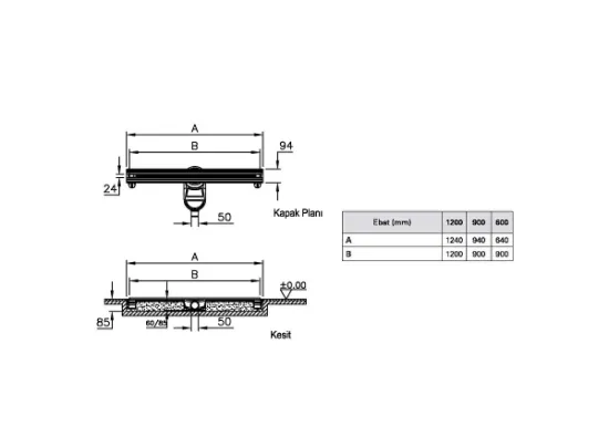 Image de DK100 Dikdörtgen Thin-cut Duş Kanalı