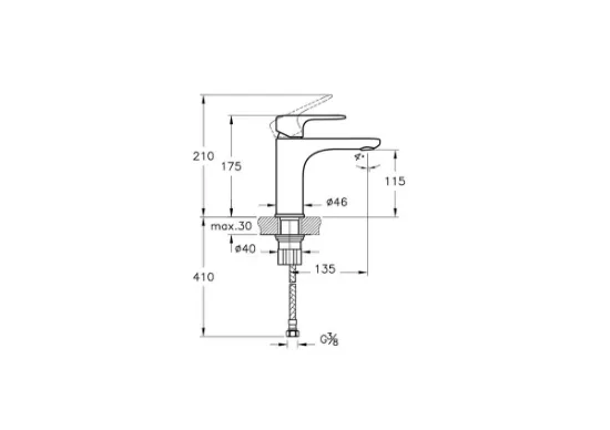 Image de Root Round Mitigeur de lavabo, (large), cartouche C3 (Nickel brossé)