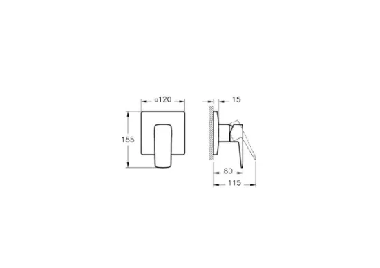 Image de Root Square Mitigeur de douche encastré, partie visible (Nickel brossé)