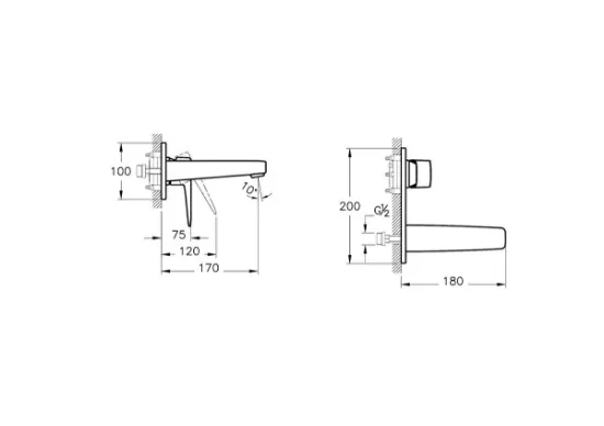 Image de Root Square Mitigeur de lavabo encastré, partie visible (Chromé)