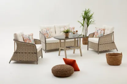 Image de Area Rattan Bahçe Oturma Takımı, Krem