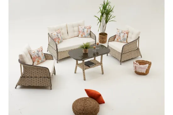 Image de Area Rattan Bahçe Oturma Takımı, Krem