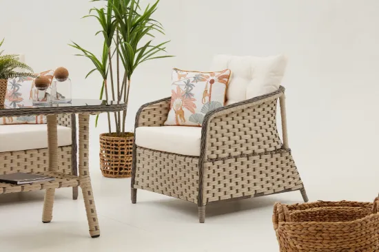 Image de Area Rattan Bahçe Oturma Takımı, Krem