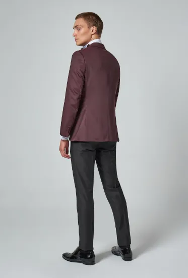 Image de Ds Damat Slim Fit Bordo Armürlü Damatlık & Smokin Takim Elbise