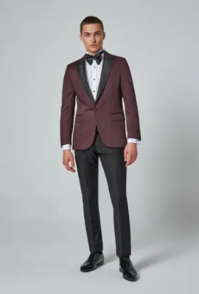 Image de Ds Damat Slim Fit Bordo Armürlü Damatlık & Smokin Takim Elbise