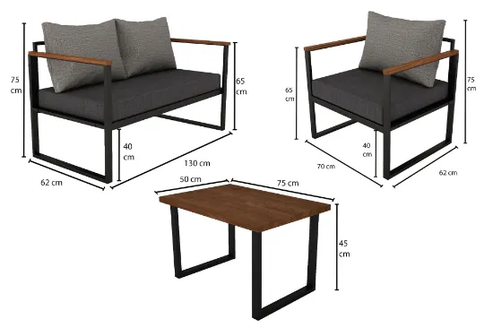 Image de Woodesk Nature İkili Bahçe Takımı, Gri, Cpt5512-130