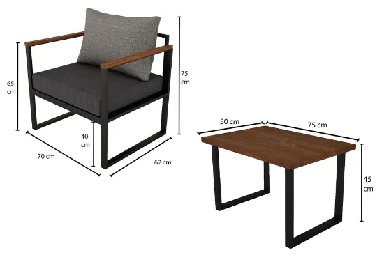 Image de  Woodesk Nature Tekli Bahçe Seti, Gri, Cpt5504-70