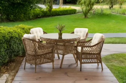 Image de  Nova Rattan Bahçe Masa Takımı, 4 Kişilik, Kahverengi